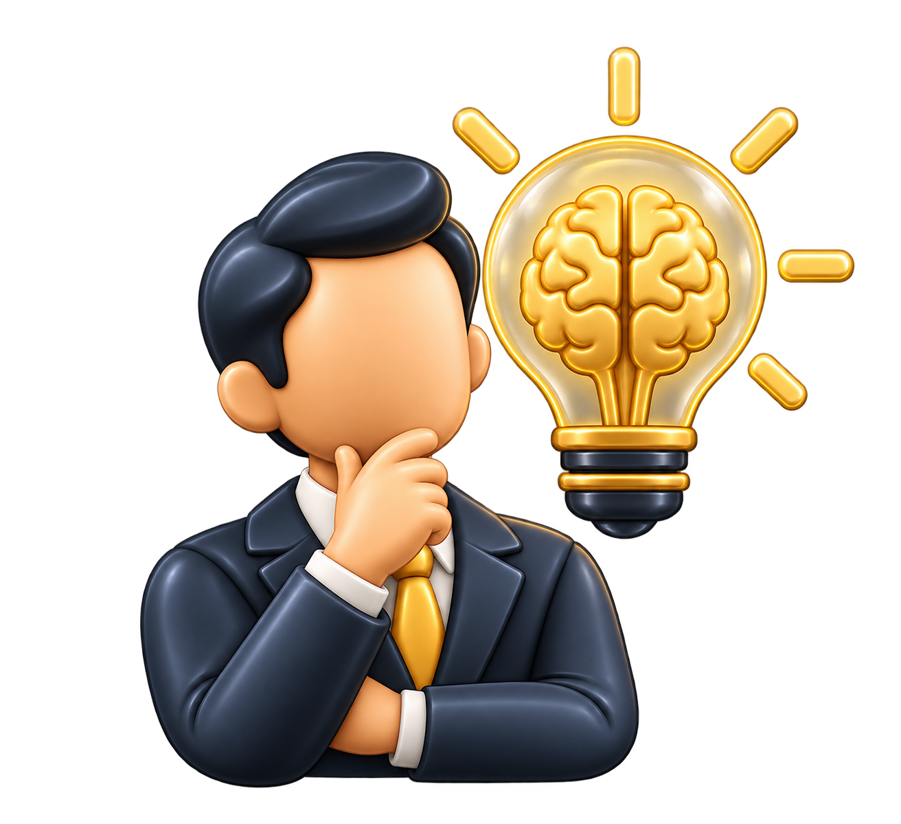 Businessman with Brain Lightbulb Idea