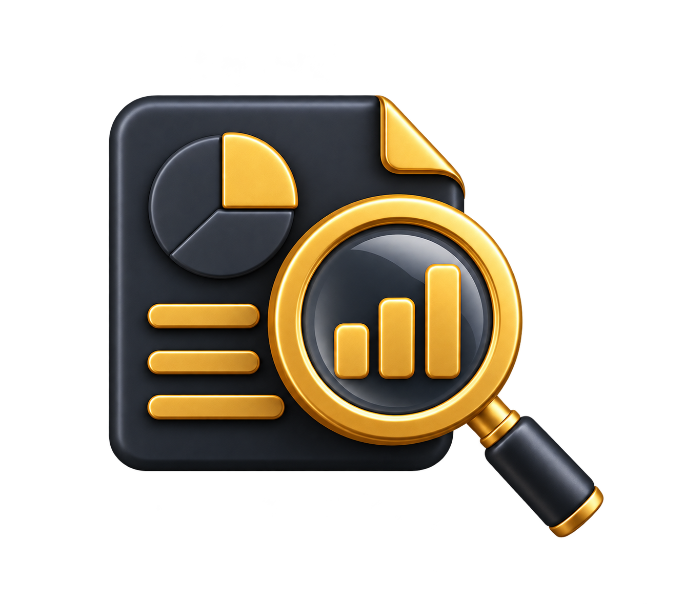 Gold Magnifying Glass Analytics Icon